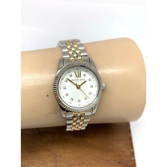 Michael Kors Women's Watch MK4740 Lexington Quartz White Dial 2-Tone Gemmed 26mm - Picture 11 of 14